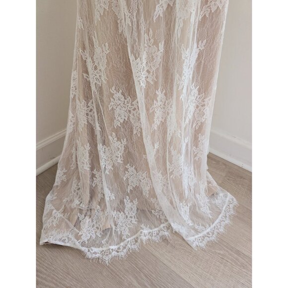 Lulus Wedding Loving Beauty White Lace Puff Sleeve Off The Shoulder Maxi Dress L - Picture 7 of 13
